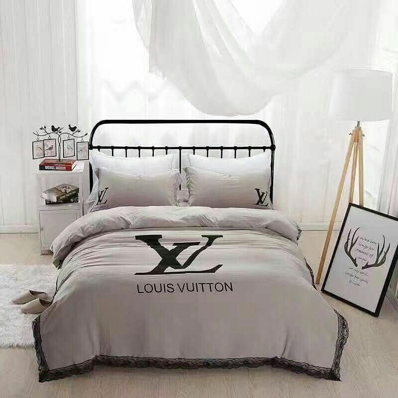Louis Vuitton Monogram Grey Bedding Set - Tagotee