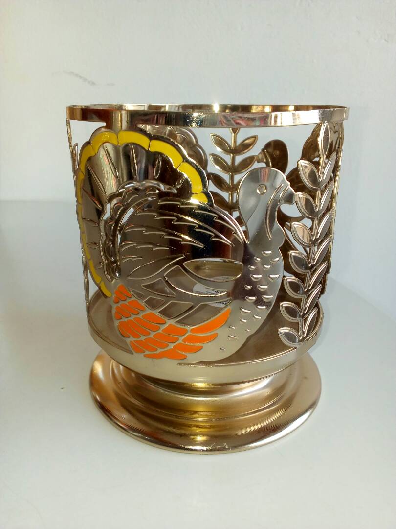 BATH AND BODY WORKS metallic turkey candle holder 3 wick Phoenix Mall