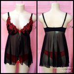 Black and Red Lace Nightie with a Pant