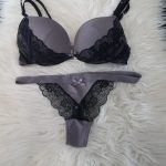 Violet And Black Bra And Pant