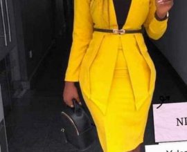 yellow skirt suit
