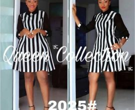 black and white vertical striped dress