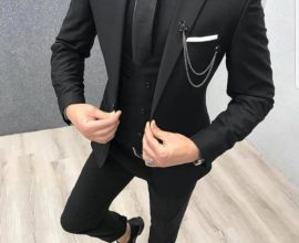 all black suit and tie