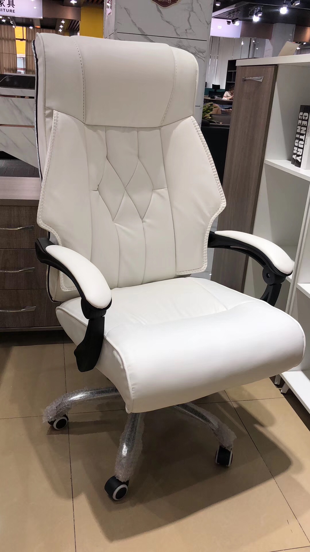 White Leather Swivel Chair