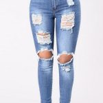 Fashion Nova Distressed Detailed Medium Wash Jeans
