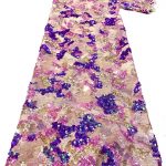 Deep And Light Mauve Embroidered Sequin Lace