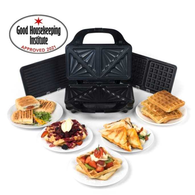 Deep Fill 3-in-1 Snack Maker with Waffle, Panini and Toasted Sandwich Plates