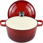 Dutch Oven Enameled Cast Iron Pot with Dual Handle and Cover Casserole Dish