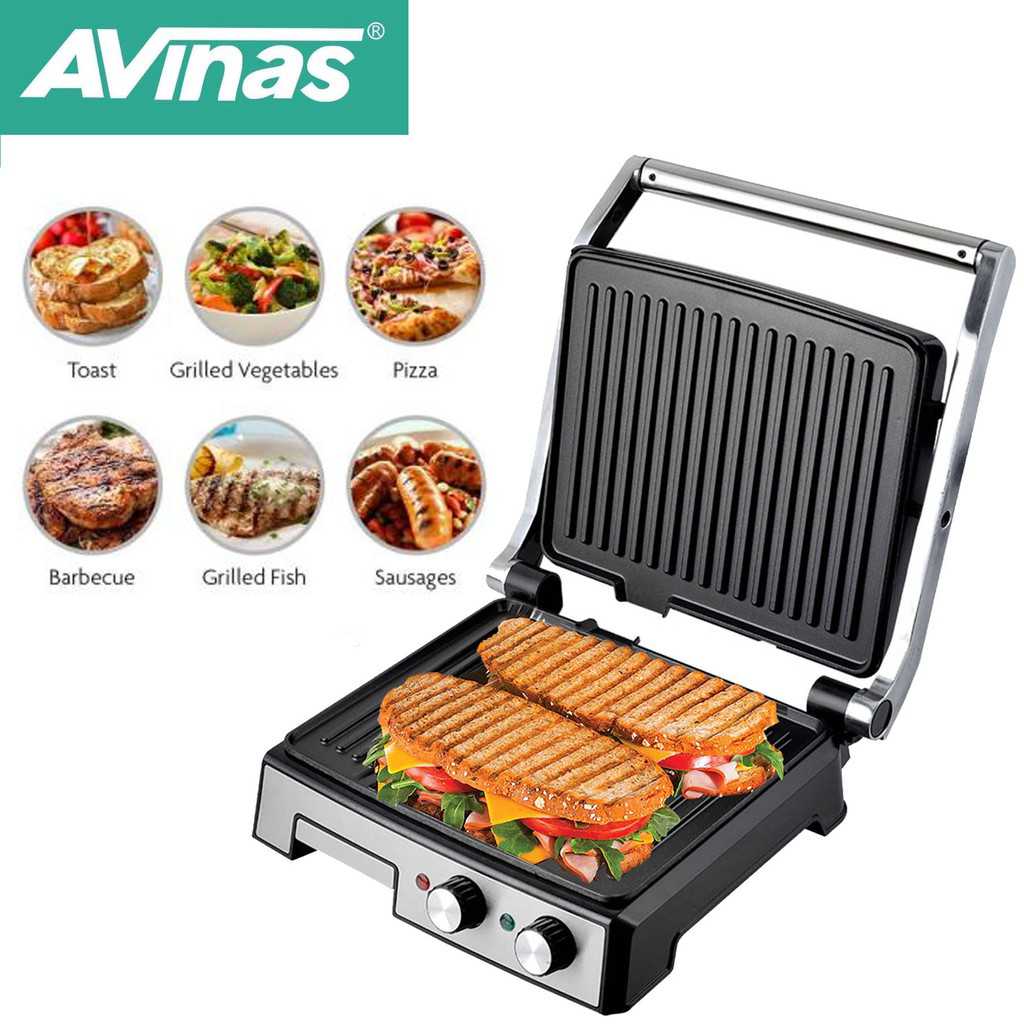 AVINAS AV-388 180 Degree Panini BBQ Grill / Sandwich Maker Press Machine