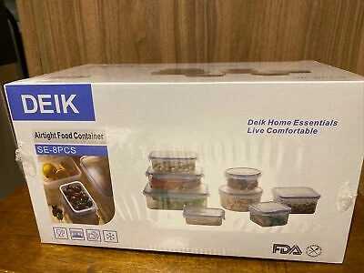 Deik Food Storage Containers, Lunch Box with Snap Locking Lid 8pc