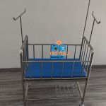 Bed-Hospital Baby's Cot With Mattress And Drip Stand ( Stainless )