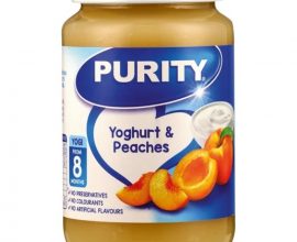 purity yoghurt and peaches
