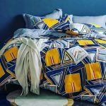 Blue and Yellow Patterned Bedsheet