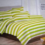 Lime Green And White Striped Bed Sheet