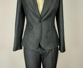 womens dark grey trouser suit