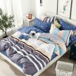 Grey Blue and White King size Bedsheet/Queen Size Bedsheet