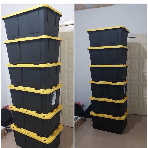 Greenmade Black Storage Bin with Yellow Lid, 27 Gallon - Pallet of 44