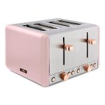 Tower Cavaletto Pink and Rose Gold 4 Slice Toaster