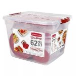 Rubbermaid TakeAlongs Food Storage Containers, Red, 62-Piece Set