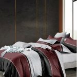 King Size Bedsheet (Wine, White and Black)