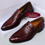Brown Crocodile Effect Loafers