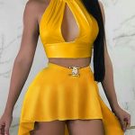 Yellow Crop Top With Skirt