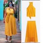Yellow Casual Top And Skirt