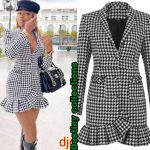 Black and White Patterned Ladies Dress
