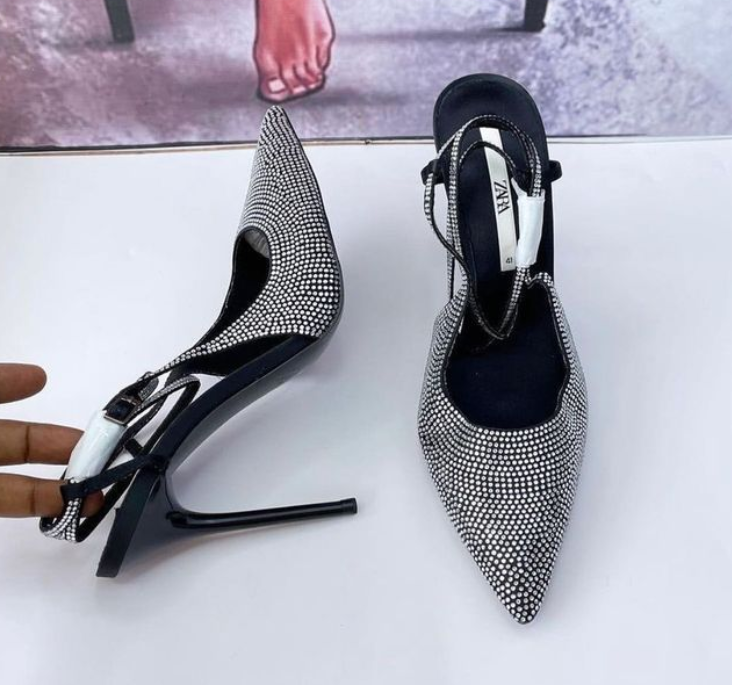 Zara White And Black High Heels | Reapp.com.gh
