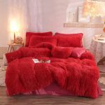 Red Fluffy Bed Sheet