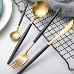 Black and Gold Cutlery Set 24 Pieces