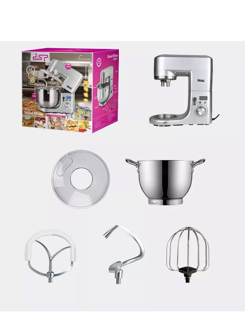 DSP 1500W 10L 3IN1 Professional Stand Mixer Steel With Bowl KM3032