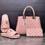 Pink Louis Vuitton Bag and Slides Combo Set