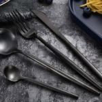 24 pcs Black Cutlery Set