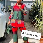Red and Army Green Two Piece Casual Wear