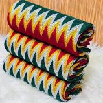 Forest Green, White, Yellow and Wine Bonwire Kente