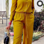 Yellow Two Piece Ladies Casual Wear