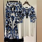 Blue, Black And White Skirt And Top