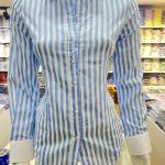 Blue And White Striped Ladies Office Shirts