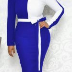 Blue And White Office Dress