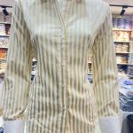 Gold And White Striped Ladies Office Shirt