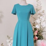 Light Blue Pleated Office Dress