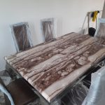 Six Chairs Marble Dining Table