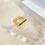 Gemma Black Acrylic 18K Gold Plated Ring