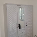 3 Door White Wardrobe With Mirror