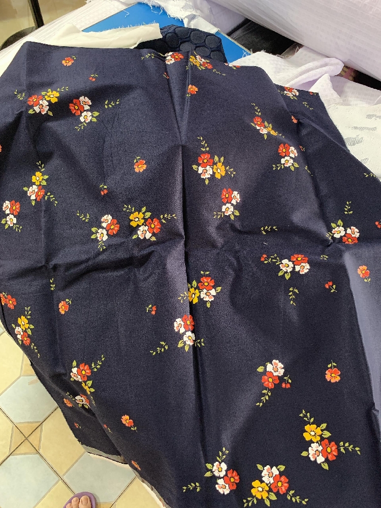 Dark Blue Floral Cotton Fabric | Reapp.com.gh