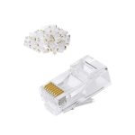 100 RJ45 LAN Connectors Ends Gold Plated Ethernet Pass Through