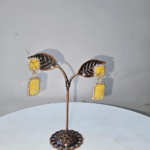 Two Dangle Carat Yellow Square Earring