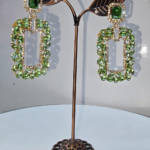 Square Green Zirconia Diamond Dangle Earring