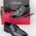 Black Clarks Leather Shoes For Men